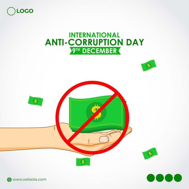Vector ilustración vectorial de la plantilla de las redes sociales para el día internacional contra la corrupción