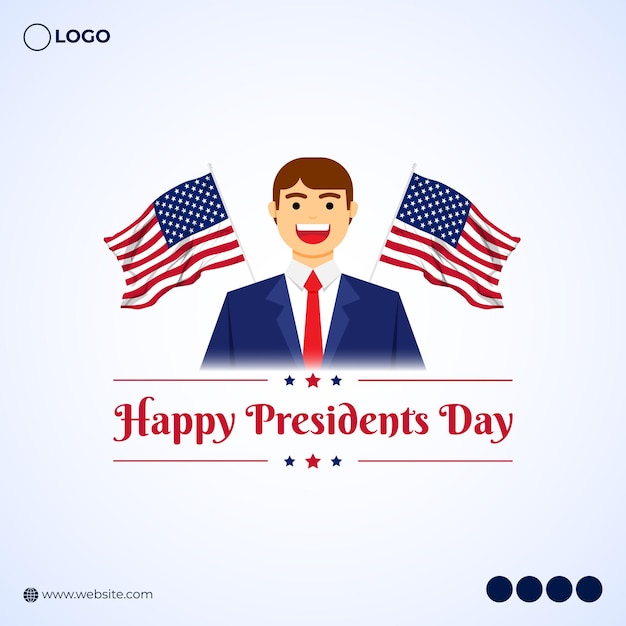 Ilustración vectorial de la plantilla de las redes sociales del Día de los Presidentes Felices