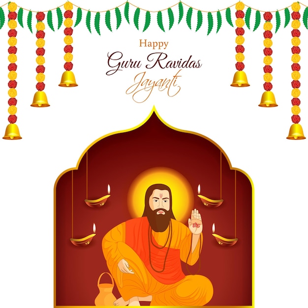 Ilustración vectorial de la plantilla de las redes sociales de Guru Ravidass Jayanti