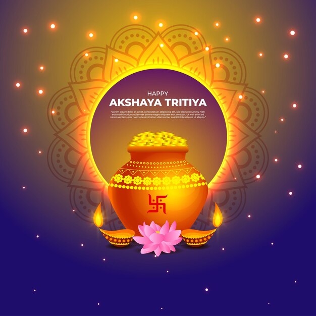 Ilustración vectorial de la plantilla de las redes sociales de Happy Akshaya Tritiya