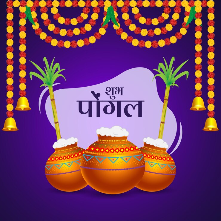 Vector ilustración vectorial de la plantilla de las redes sociales de happy pongal
