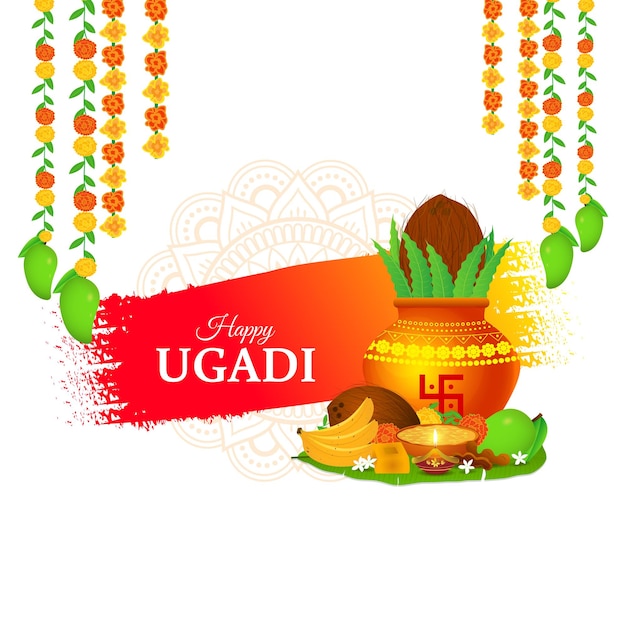 Ilustración vectorial de la plantilla de las redes sociales Happy Ugadi
