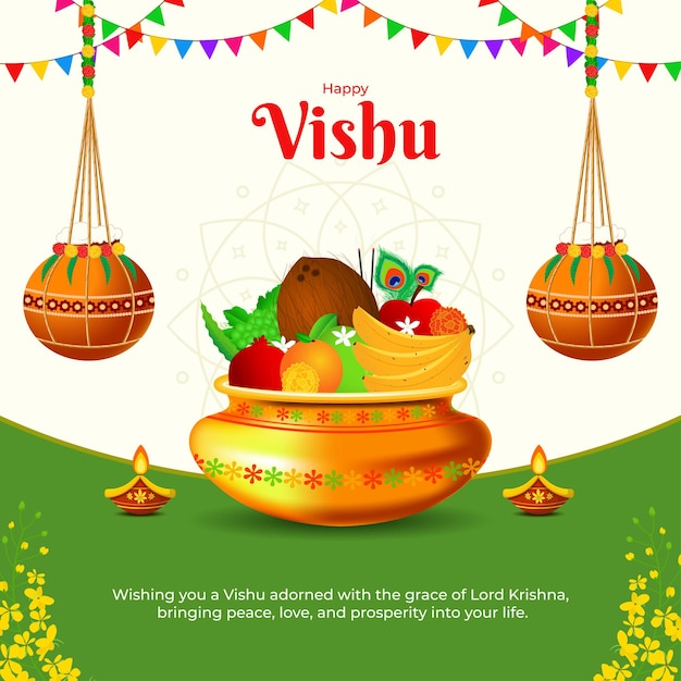 Ilustración vectorial de la plantilla de las redes sociales Happy Vishu