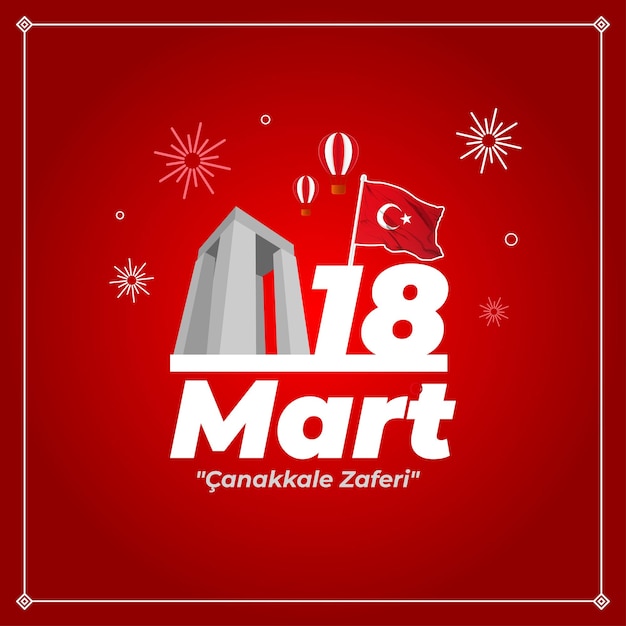 Ilustración vectorial de la plantilla de redes sociales de la Victoria de Turquía Canakkale y el Día de los Mártires