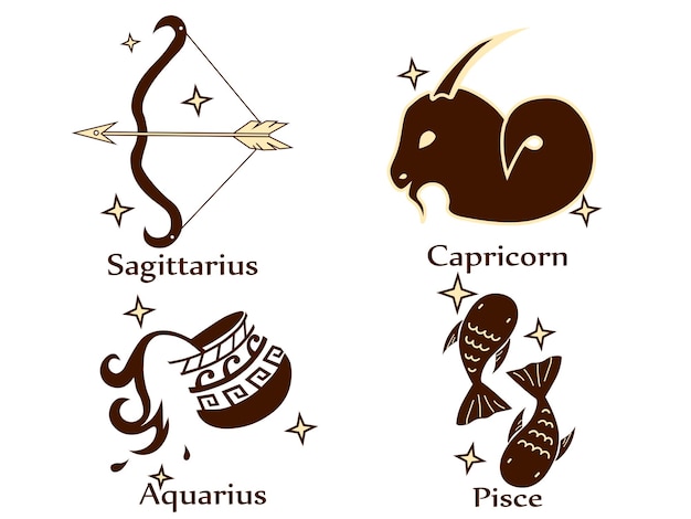 Ilustración vectorial de la plantilla del tatuaje del zodiaco