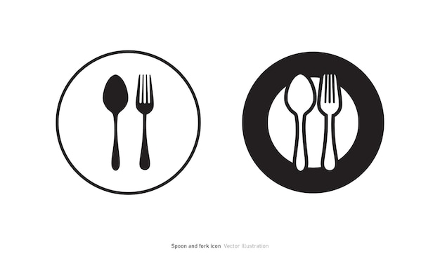 Ilustración vectorial de plantillas de diseño de iconos de cuchara y tenedor