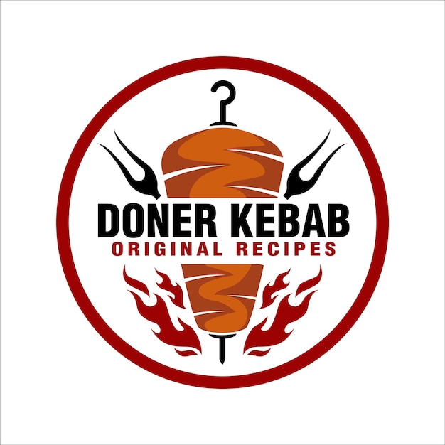Ilustración vectorial plantillas de logotipo de kebab Doner Etiquetas creativas vectoriales para comida turca y árabe
