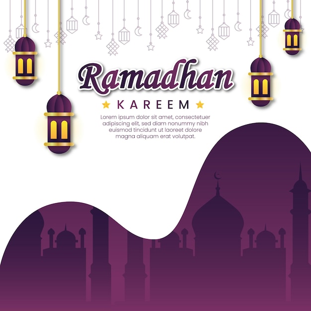 Ilustración vectorial de plantillas de publicaciones en las redes sociales de Ramadán