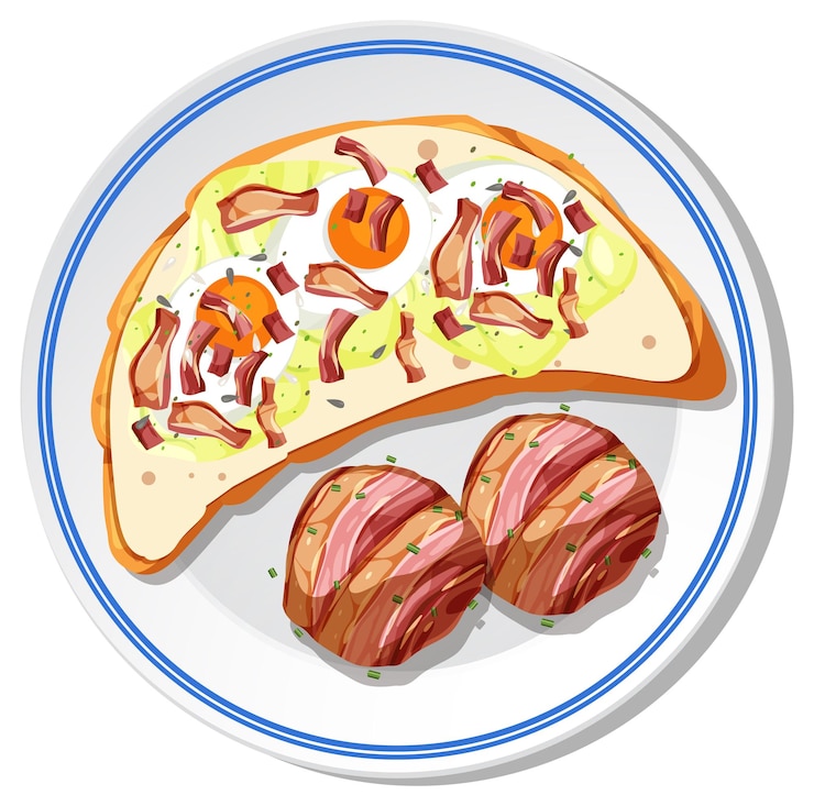 Vector ilustración vectorial de un plato de desayuno gourmet