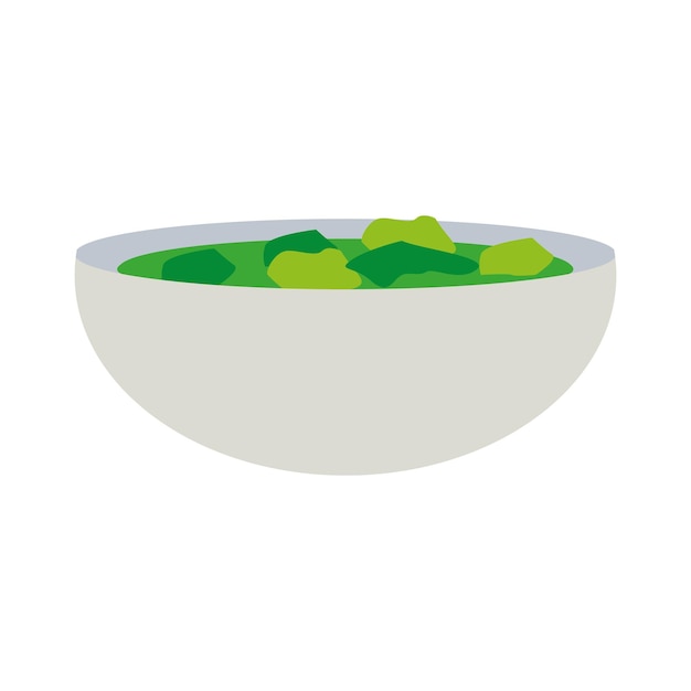 Ilustración vectorial con plato con ensalada en estilo plano estilo de vida saludable ingrediente alimentario crudo