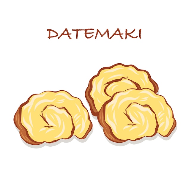 Vector ilustración vectorial de un plato japonés - datemaki. comida de año nuevo.