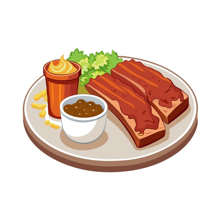 Vector ilustración vectorial de platos de menús de comida rápida y restaurantes