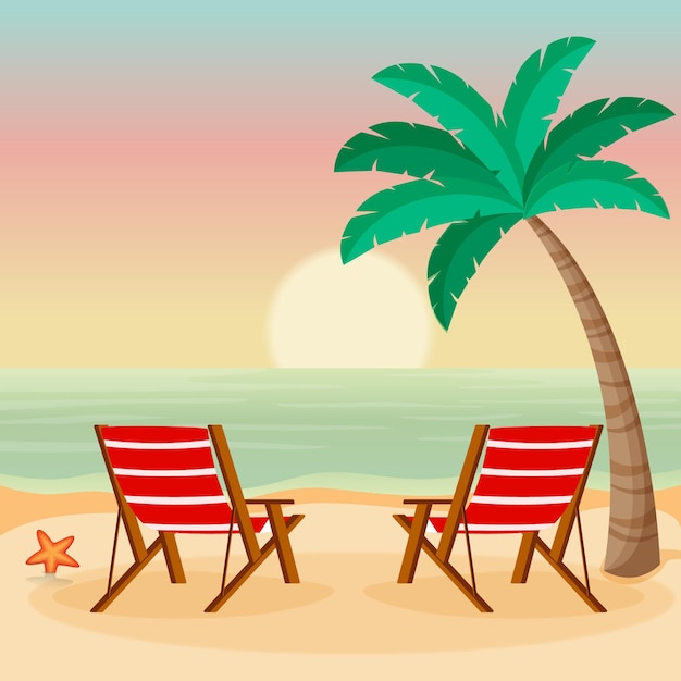 Ilustración vectorial de playa de verano