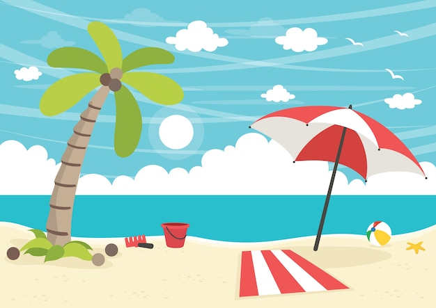 Ilustración vectorial de playa