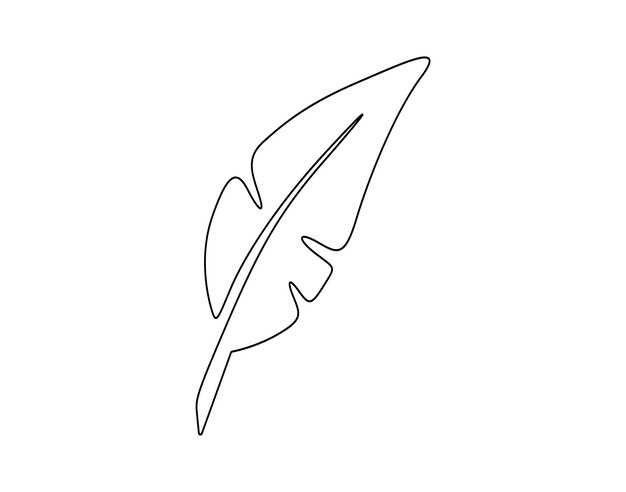Ilustración vectorial de una pluma de pájaro en una línea continua