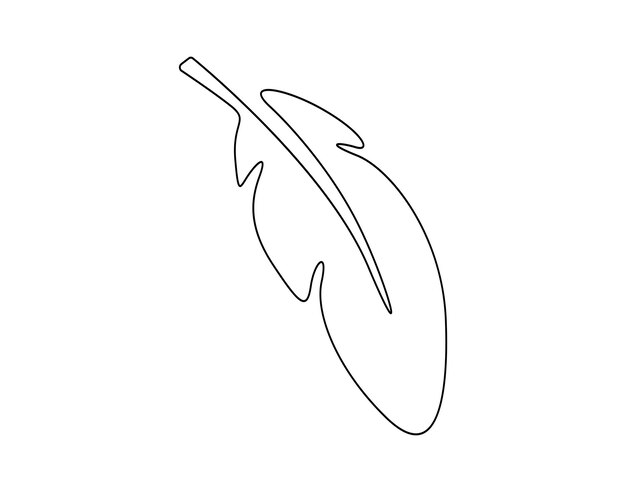 Ilustración vectorial de una pluma de pájaro en una línea continua