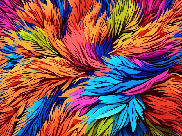 Ilustración vectorial de plumas de colores en macro detai