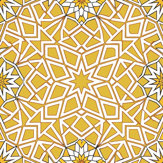 Ilustración vectorial PNG floral geométrica con patrón abstracto ornamental árabe dorado sin costuras