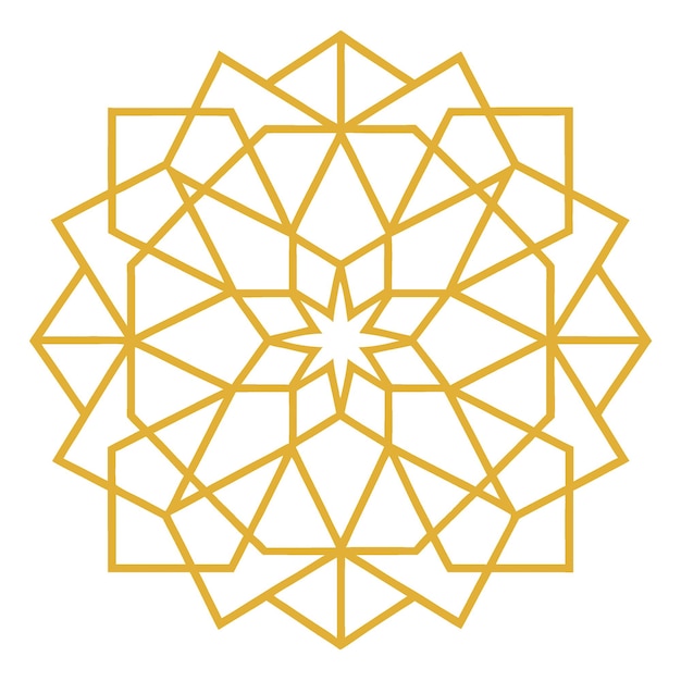 Ilustración vectorial PNG floral geométrica con patrón abstracto ornamental árabe dorado sin costuras