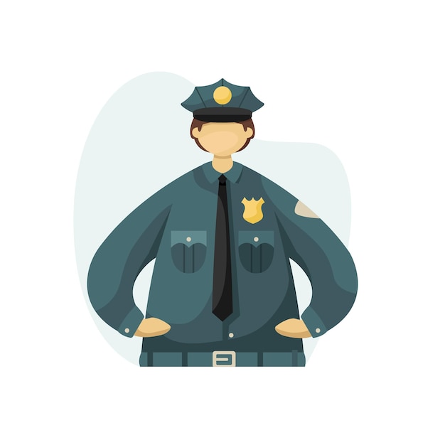 Vector ilustración vectorial de un policía uniformado profesiones estilo plano