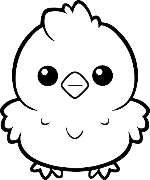 Ilustración vectorial de pollo Contorno en blanco y negro Libro o página para colorear pollo para niños