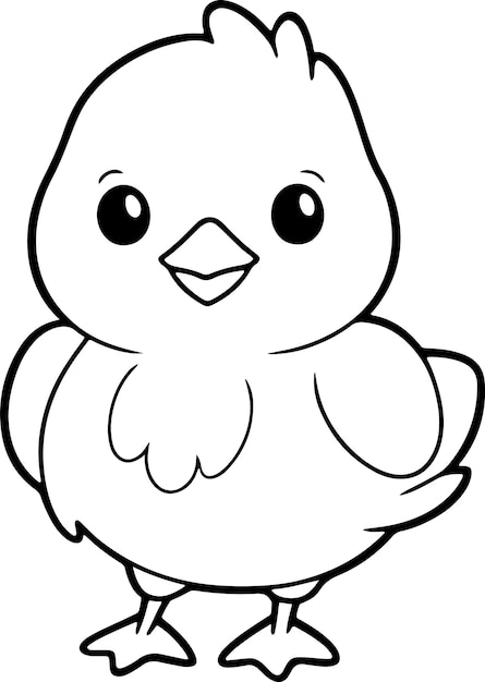 Ilustración vectorial de pollo Contorno en blanco y negro Libro o página para colorear pollo para niños