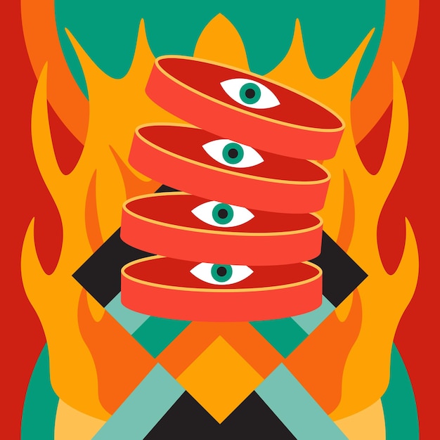 Ilustración vectorial de póster de música de fondo de arte vintage psicodélico abstracto