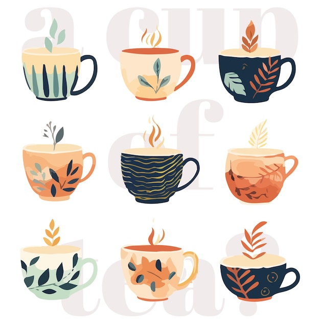 Vector ilustración vectorial del póster de las tazas