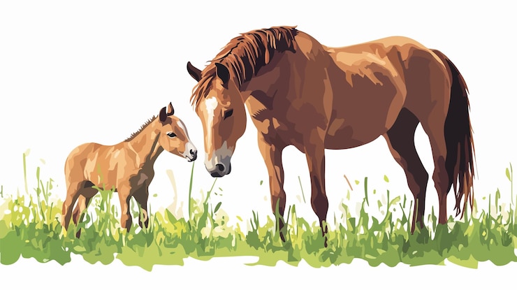 Vector ilustración vectorial del prado del zorro de caballo adorable aislado