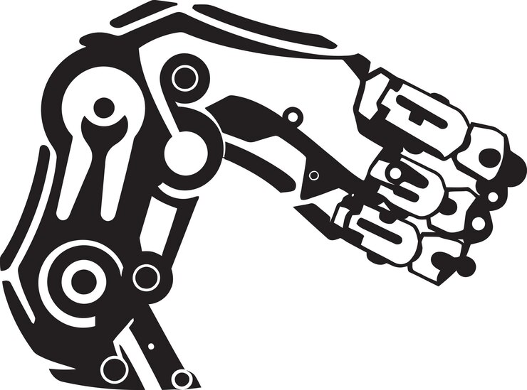 Vector ilustración vectorial de precisión de un brazo robótico con enfoque en mecanismos complejos y i tecnológico