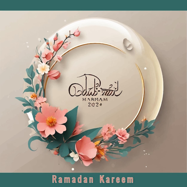 Vector ilustración vectorial premium 3d floral realista ramadán kareem plantilla de diseño