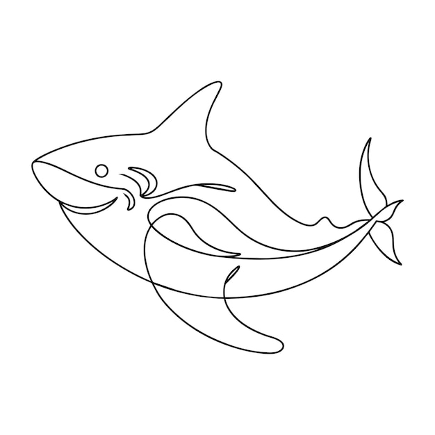 Ilustración vectorial premium del arte de la línea de tiburón