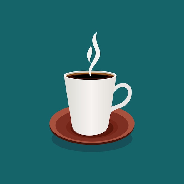 La ilustración vectorial presenta un icono de taza de café minimalista en estilo plano ideal para su uso en el diseño digital