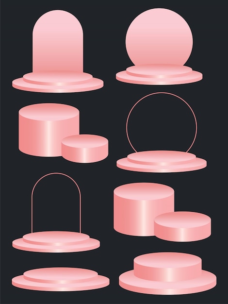 Ilustración vectorial de la presentación del producto en el podio rosa