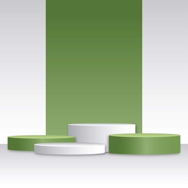 Ilustración vectorial de la presentación del producto en el podio verde