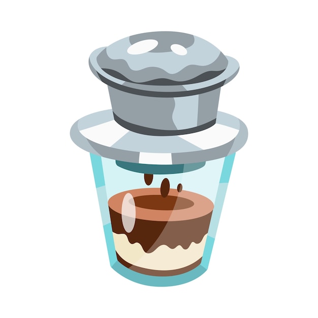 Ilustración vectorial del proceso de elaboración del café vietnamita