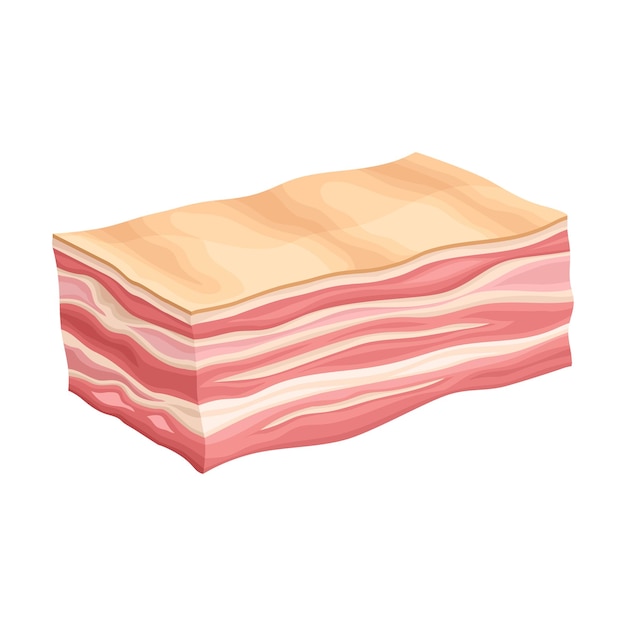 Vector ilustración vectorial del producto a base de carne en forma de tabla de grasa o tocino con alto contenido de grasa