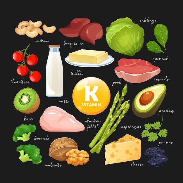 Ilustración vectorial de los productos enriquecidos con vitaminas
