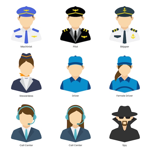 Ilustración vectorial de una profesión de avatar coloreada sobre un fondo blanco. EPS vectoriales
