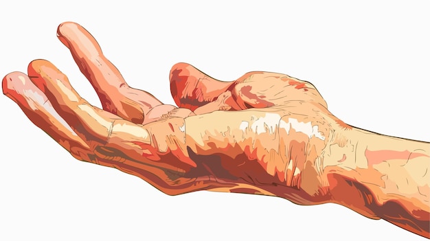 Ilustración vectorial profesional de la mano humana sobre un fondo blanco