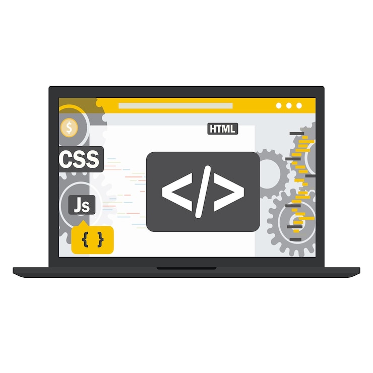 Vector ilustración vectorial de programación y codificación de desarrollo web y de aplicaciones
