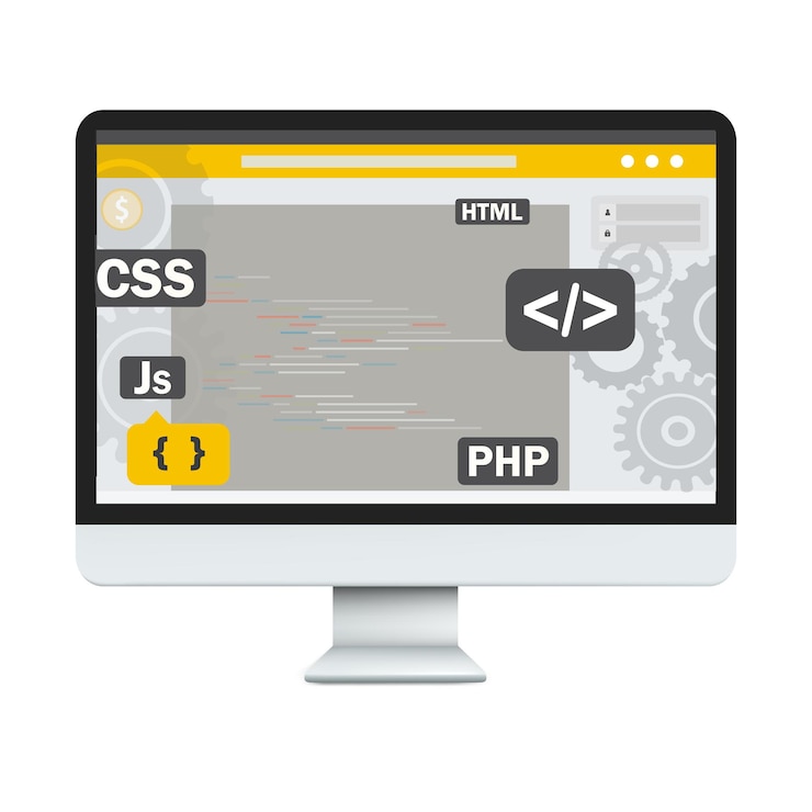 Vector ilustración vectorial de programación y codificación de desarrollo web y de aplicaciones