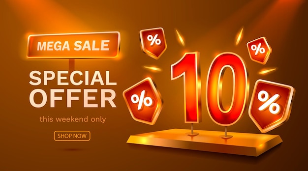 Ilustración vectorial de promoción de carteles de anuncios de ofertas de venta
