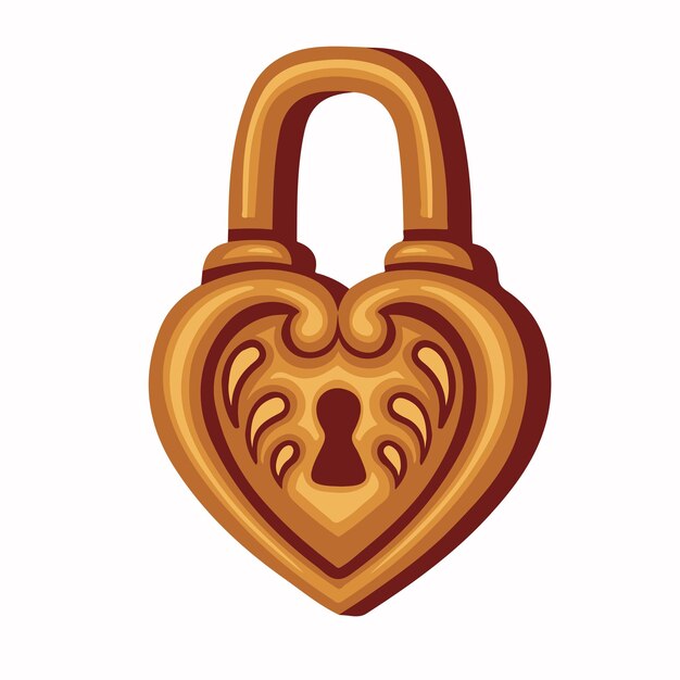 Ilustración vectorial de protección de cerradura de puerta dorada de cuento de hadas