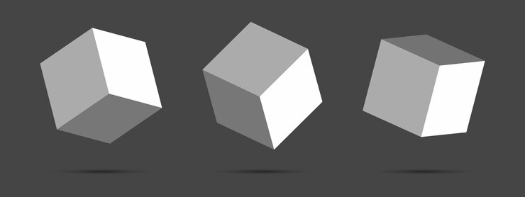 Vector ilustración vectorial de proyecciones de perspectiva de cubos 3d con sombra