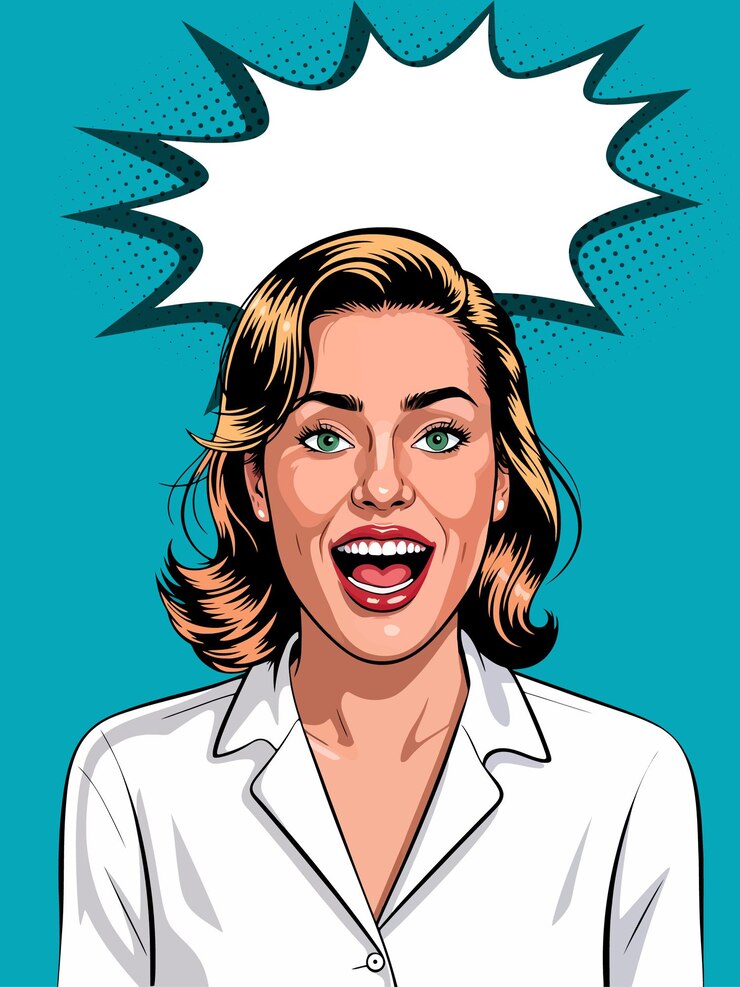 Vector ilustración vectorial para publicidad con mujer alegre