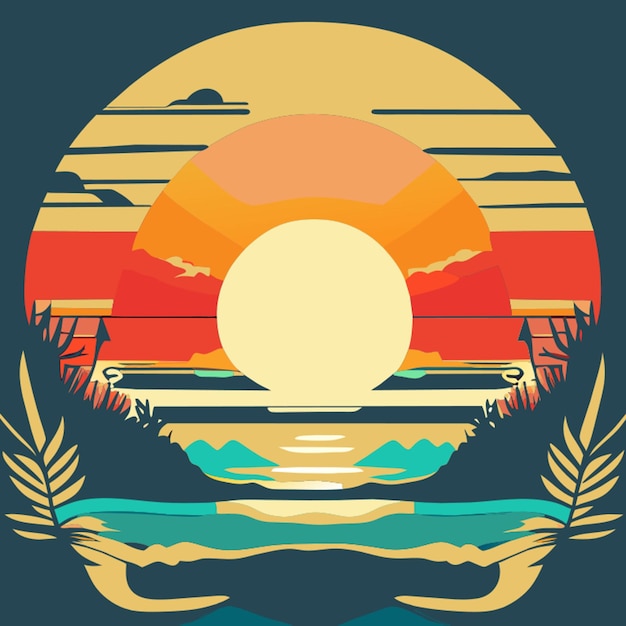 Vector ilustración vectorial puesta de sol