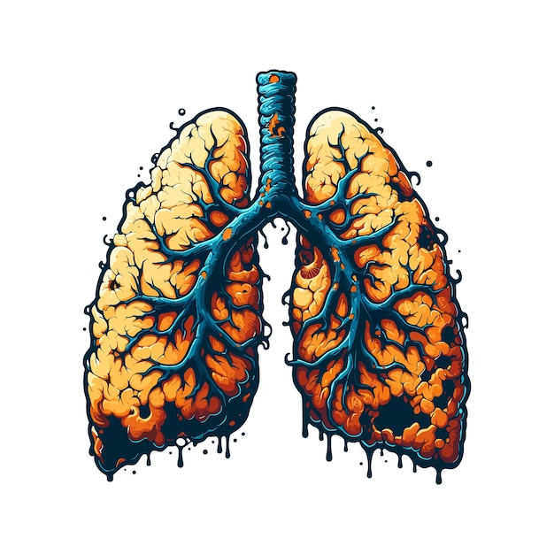 Vector ilustración vectorial de los pulmones dañados