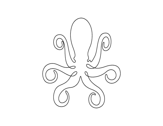 Ilustración vectorial de pulpo en una línea continua