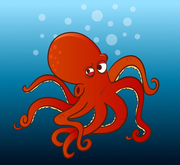 ilustración vectorial de pulpo rojo bajo el agua